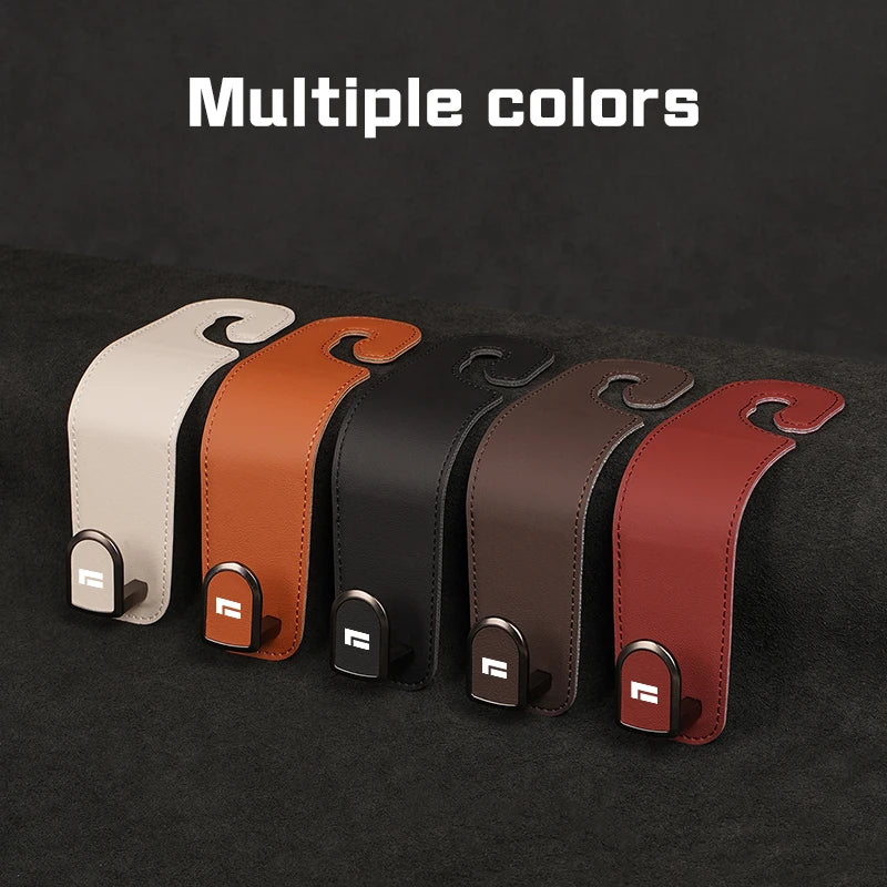 Leather Car Seat Headrest Hook – Auto Seat Back Hanger for Storage & Organization - Delicate Leather