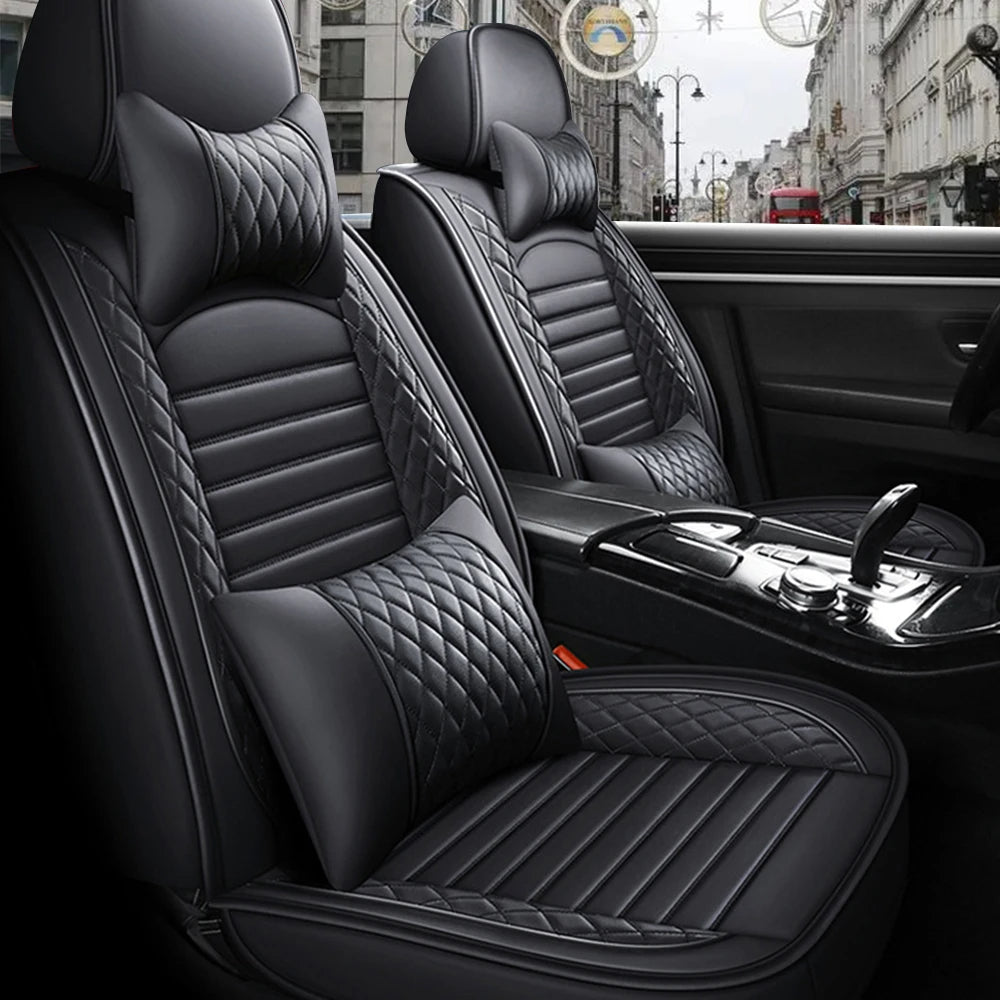 5-Seater PU Leather Car Seat Covers – Full Set Front & Rear Cushion with Anti-Scratch Protection (SP2) - Delicate Leather