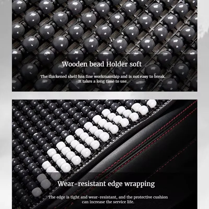 Wooden Beads Seat Cushion – Cool, Breathable, Comfortable Multi-Purpose Pad - Delicate Leather