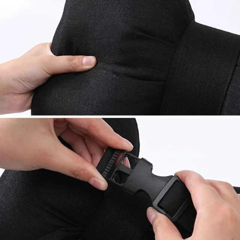 Adjustable Car Headrest & Lumbar Support Pillow – Soft Linen Neck and Back Cushion for Travel Comfort - Delicate Leather