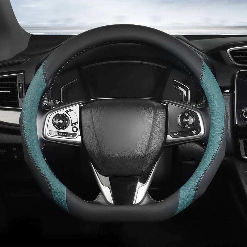 Nappa Leather Steering Wheel Cover – Anti-Slip Universal O/D Type Interior Accessory - Delicate Leather