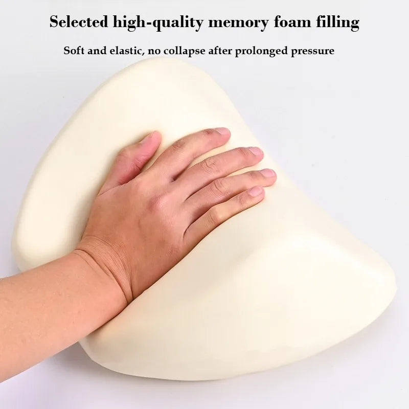 Memory Foam Car Neck & Lumbar Pillow Set – Nappa Leather Headrest and Waist Support - Delicate Leather