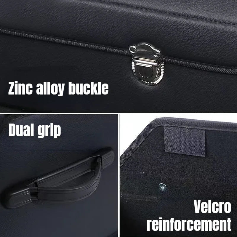65L Car Organizer for Trunk Box - Storage & Cleaning Car Accessories - Visible Interior Vehicle Supplies - Delicate Leather
