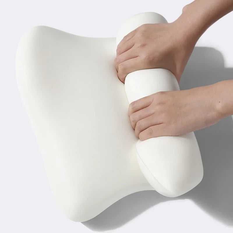 Memory Foam Car Headrest & Lumbar Pillow, Neck and Back Support Cushion, Universal for Car, Office, and Home - Delicate Leather