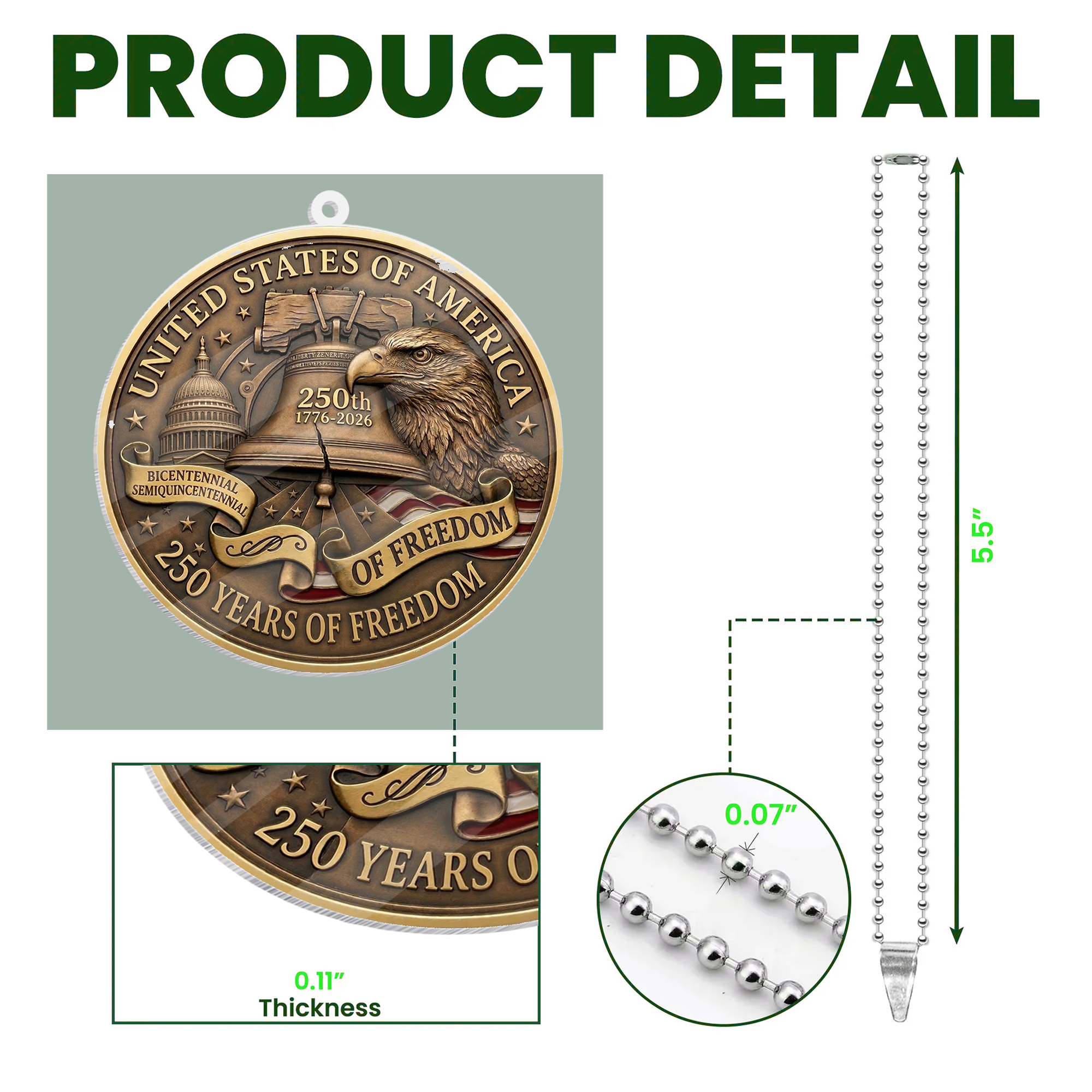 USA 250th Anniversary Rear View Mirror Accessory – Commemorative Hanging Ornament 10 - Delicate Leather