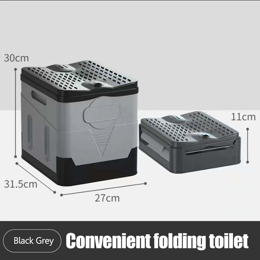 Travel Portable Car Emergency Toilet with cover Outdoor Folding Camping Toilet for Camping Hiking Boat Road Trips Beach - Delicate Leather