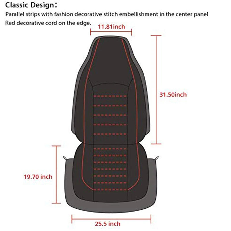 2-Pack Universal PU Leather High-Back Car Seat Covers – Front Bucket Style for Most Cars, SUVs, Trucks, and Vans - Delicate Leather