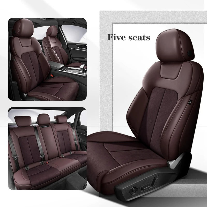 Custom Car Seat Cover Car Accessories Leather+Suede - Delicate Leather