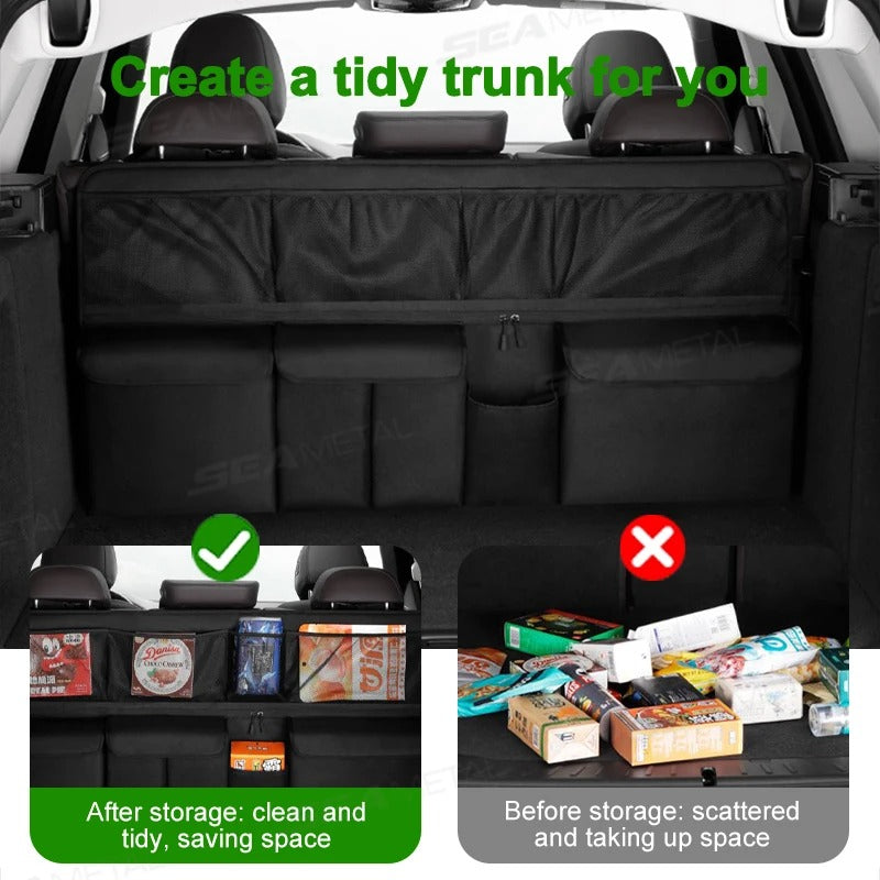 Car Trunk Storage Hanging Bag – Universal Foldable Organizer - Delicate Leather