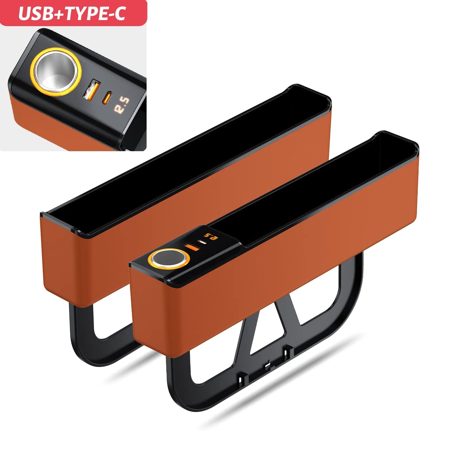 Car Seat Gap Filler Organizer 52W Charging Car Organizer Storage Box Base Removable Seat Gap Filler for Car Organizer Front Seat - Delicate Leather