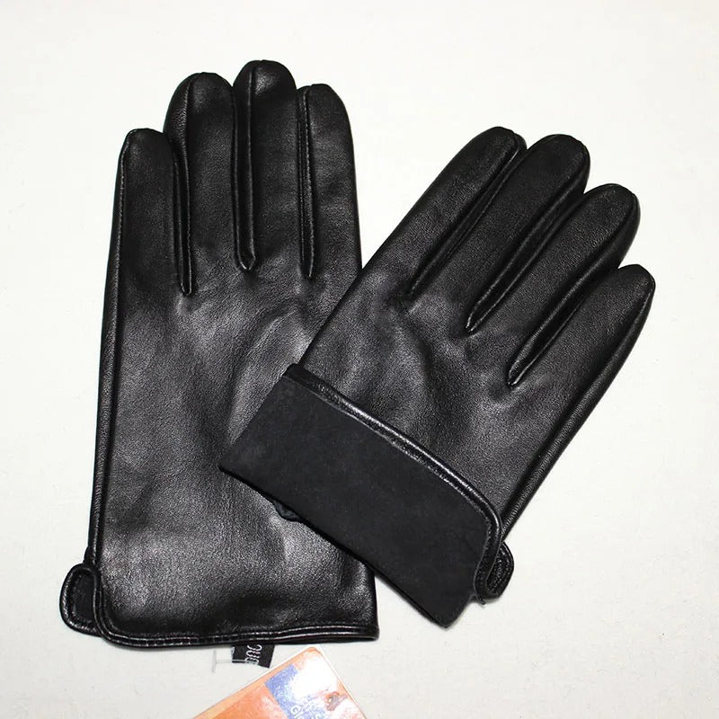 Single Leather Unlined Touch Screen Sheepskin Gloves for Men - Delicate Leather