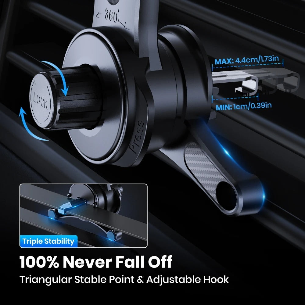 Car Phone Holder - Strong Magnetic Air Vent Mount for iPhone 15/14/13/12 Series - Delicate Leather