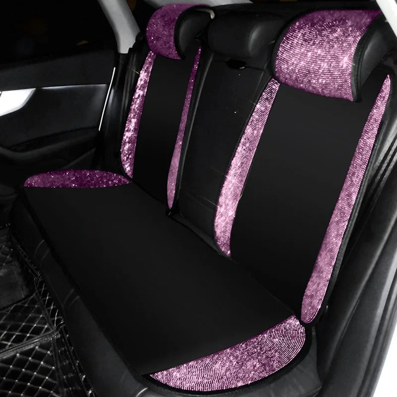 Cute Pink Rhinestone Car Seat Cover – Ice Silk Anti-Slip Cushion with Sparkling Crystal Design, Gift For Mother's Day 2025 - Delicate Leather