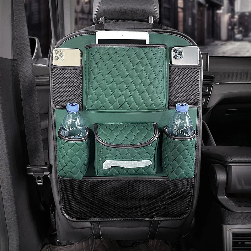 Pink Leather Car Backseat Storage Bag – Diamond-Style Tissue & Phone Holder, Gift For Mother's Day 2025 - Delicate Leather