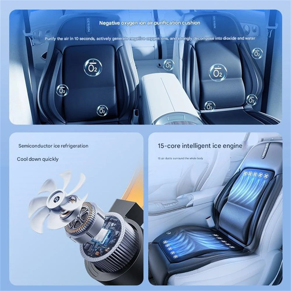 12V/24V Car Seat Ventilation Fan – Back Support Cooling Cushion for Vehicle Interior Comfort - Delicate Leather