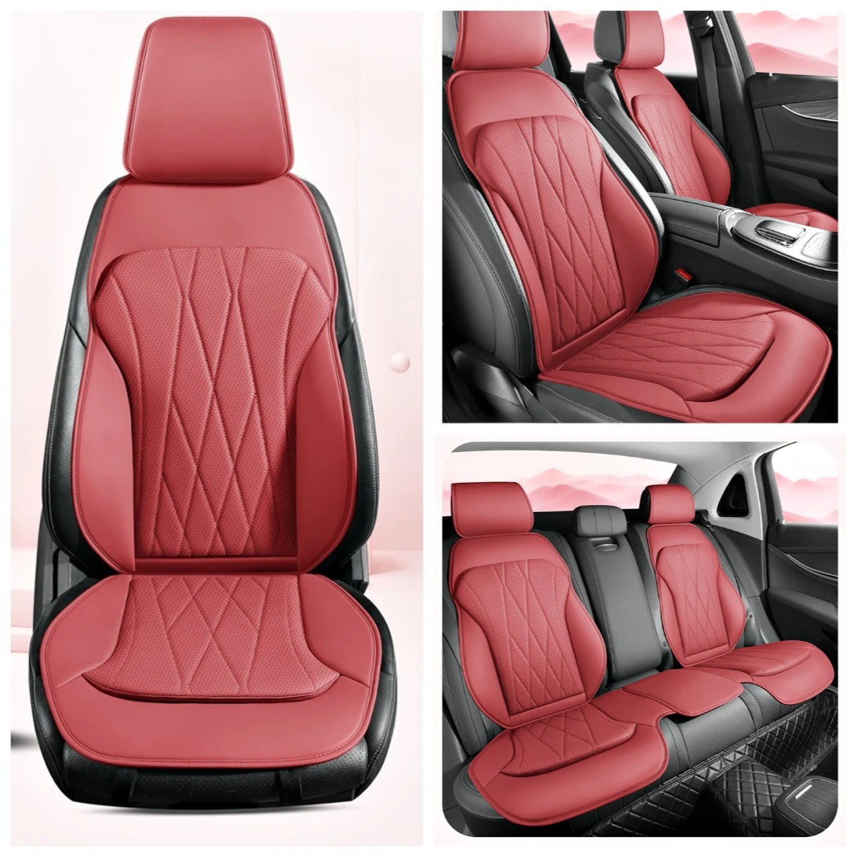Premium Leather Car Seat Covers – Universal Full Set with Non-Slip Protection - Delicate Leather
