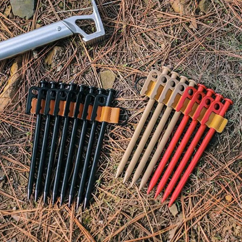 PU Leather Tent Nail Storage Rack - Portable 8-Hole Peg Organizer with Buckle for Camping Accessories - Delicate Leather