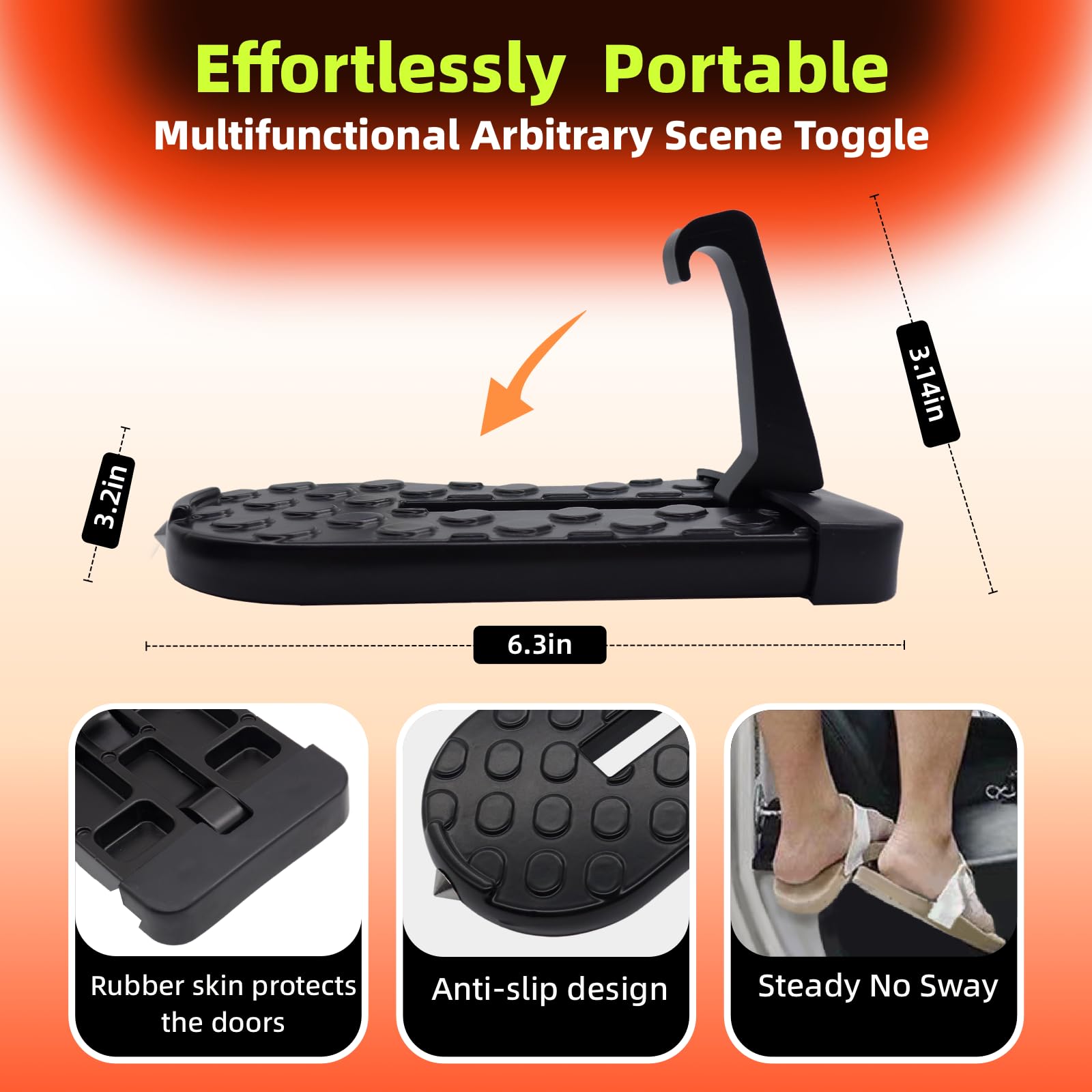 Car Door Step Foldable Roof Rack Car Step Up Hook Ladder Doorstep with Lengthened Pedal and 4 Gears for SUV, Truck, Vehicles - Delicate Leather