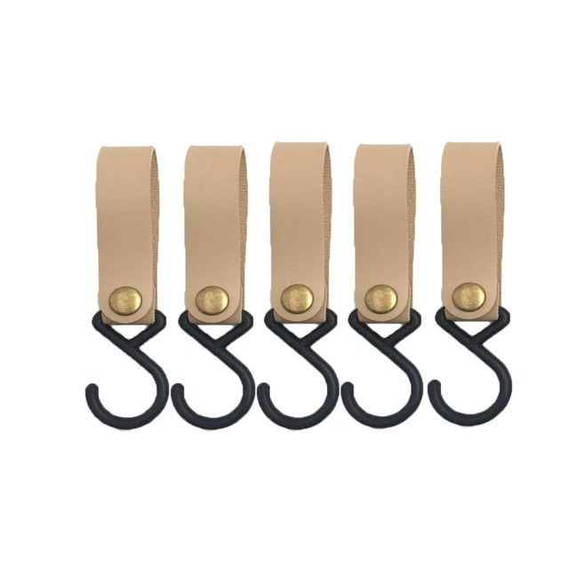 1/5pcs Outdoor Camping Hooks S-Shaped Leather Hanging Hooks Triangle Storage Rack Shelf Hooks Keychain Portable Camping Hangers - Delicate Leather