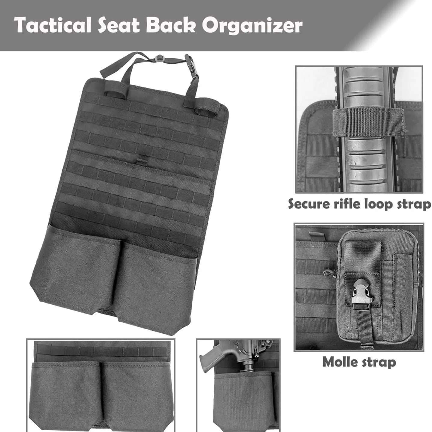 Tactical Seat Back Organizer for Automotive Panel - Delicate Leather