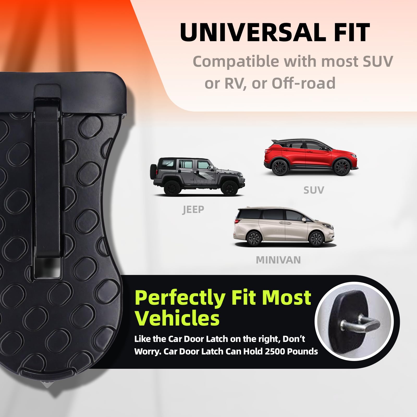 Car Door Step Foldable Roof Rack Car Step Up Hook Ladder Doorstep with Lengthened Pedal and 4 Gears for SUV, Truck, Vehicles - Delicate Leather