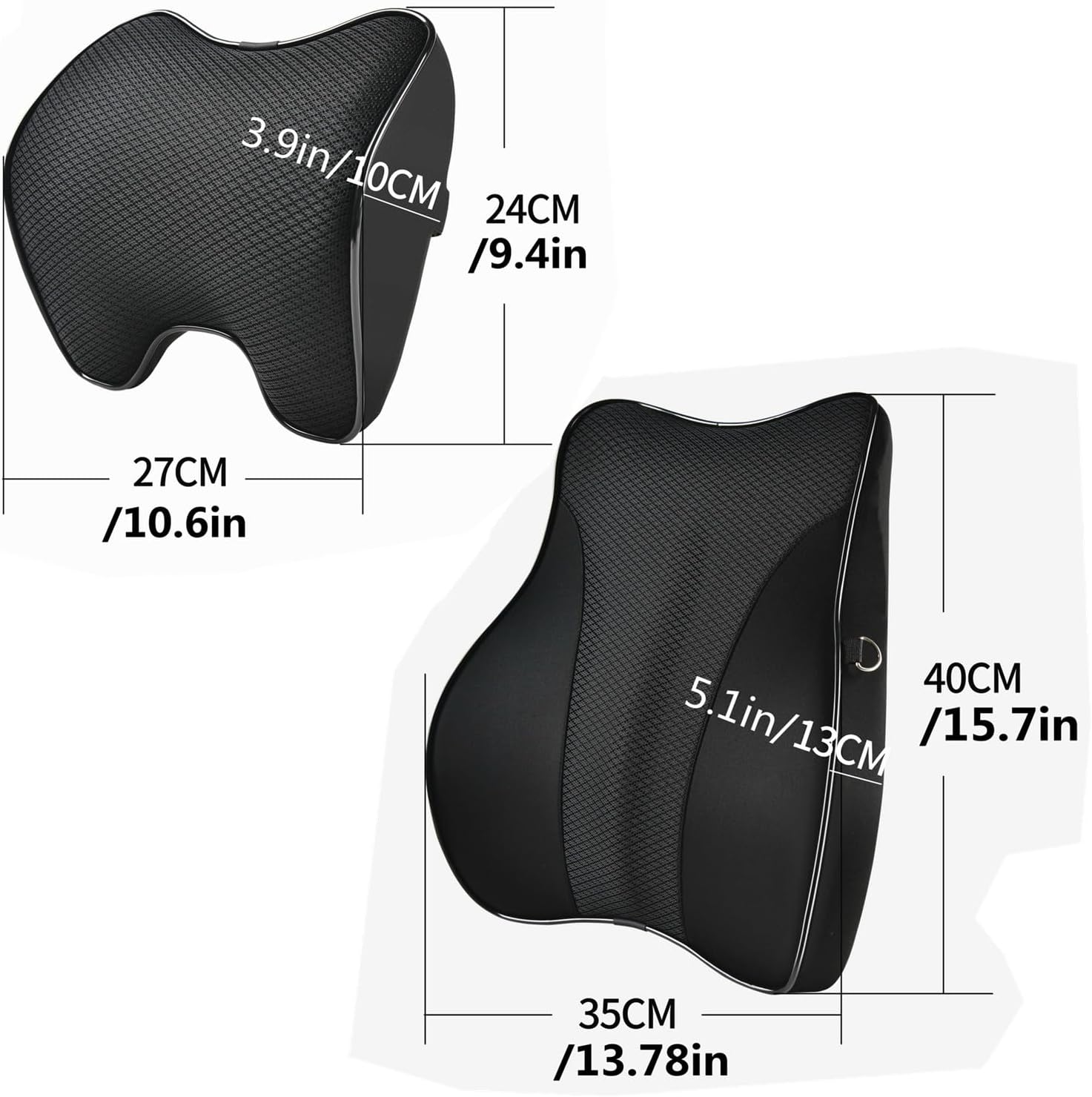 High quality Adjustable comfort Breathable Lumbar Support universal car headrest neck pillow set