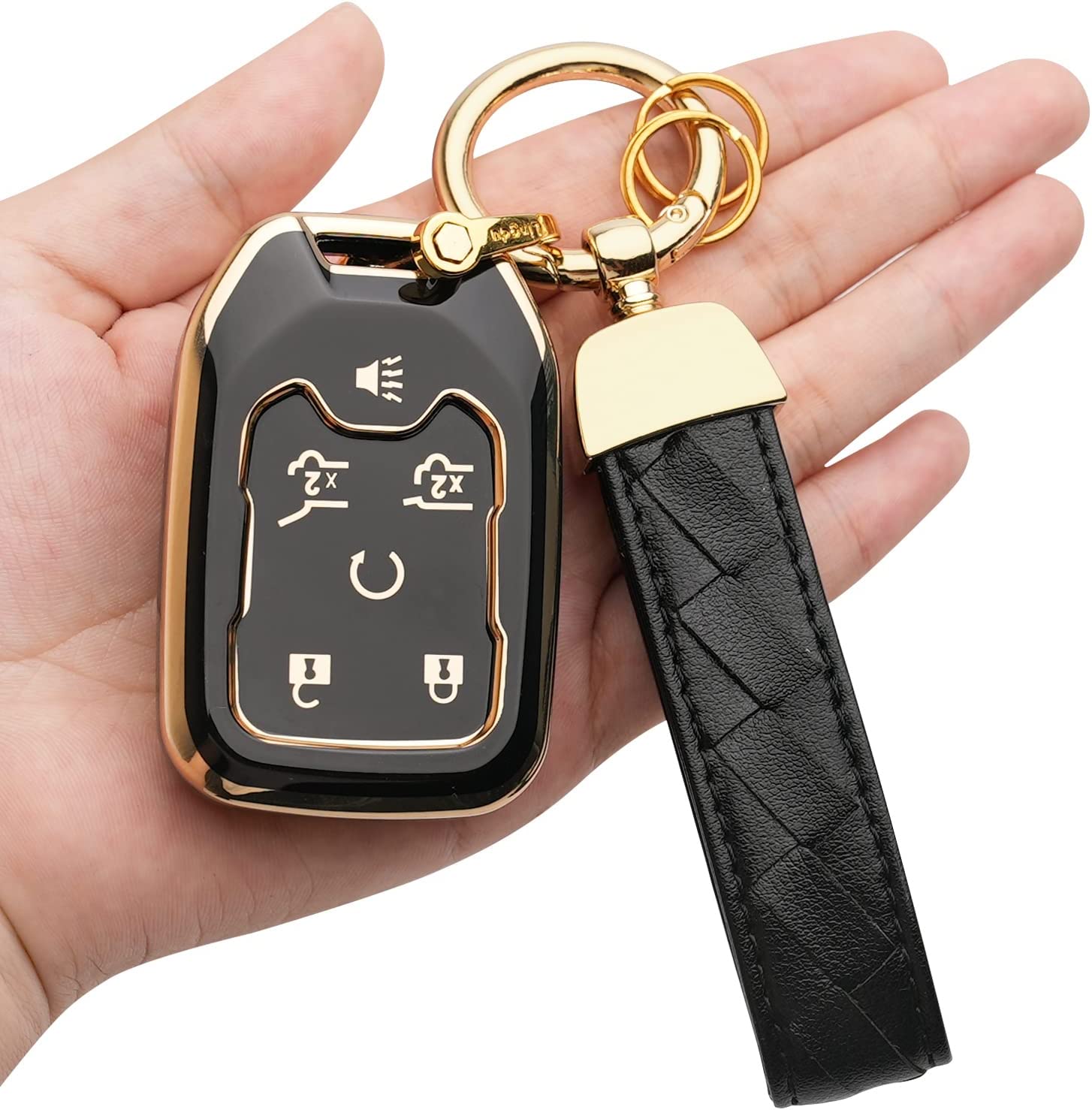 Key Fob Cover Case Compatible with 2019-2022 Sierra 1500 2500HD 3500HD Canyon Key Cover Smart Remote Control Protector 3/4/5/6 Button