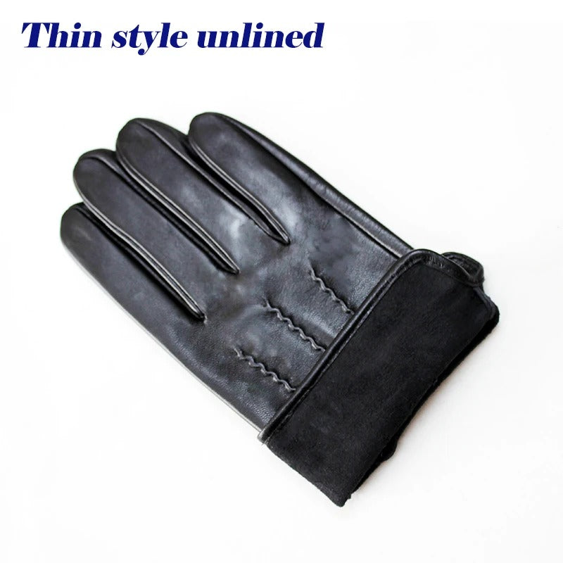 Single Leather Unlined Touch Screen Sheepskin Gloves for Men - Delicate Leather