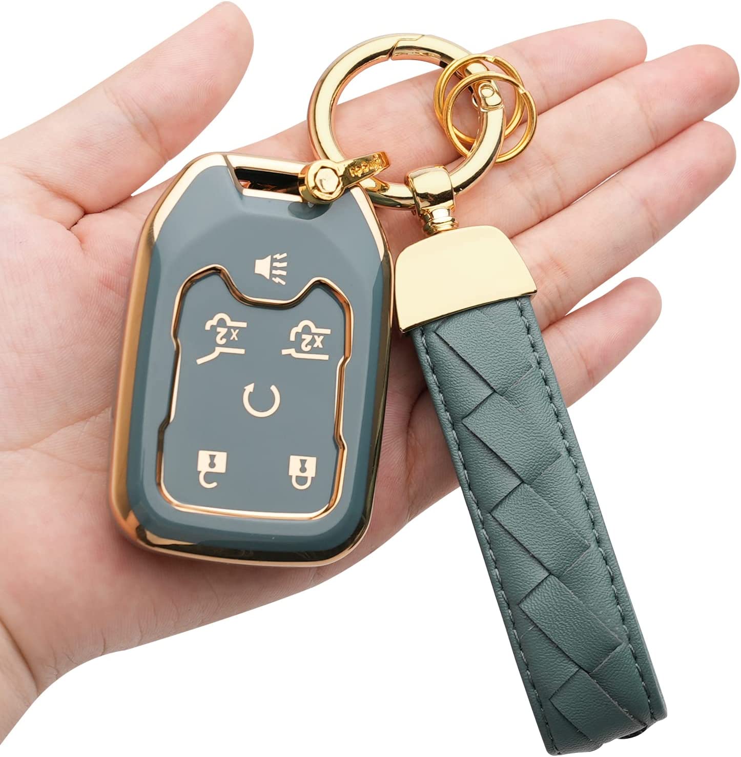 Key Fob Cover Case Compatible with 2019-2022 Sierra 1500 2500HD 3500HD Canyon Key Cover Smart Remote Control Protector 3/4/5/6 Button
