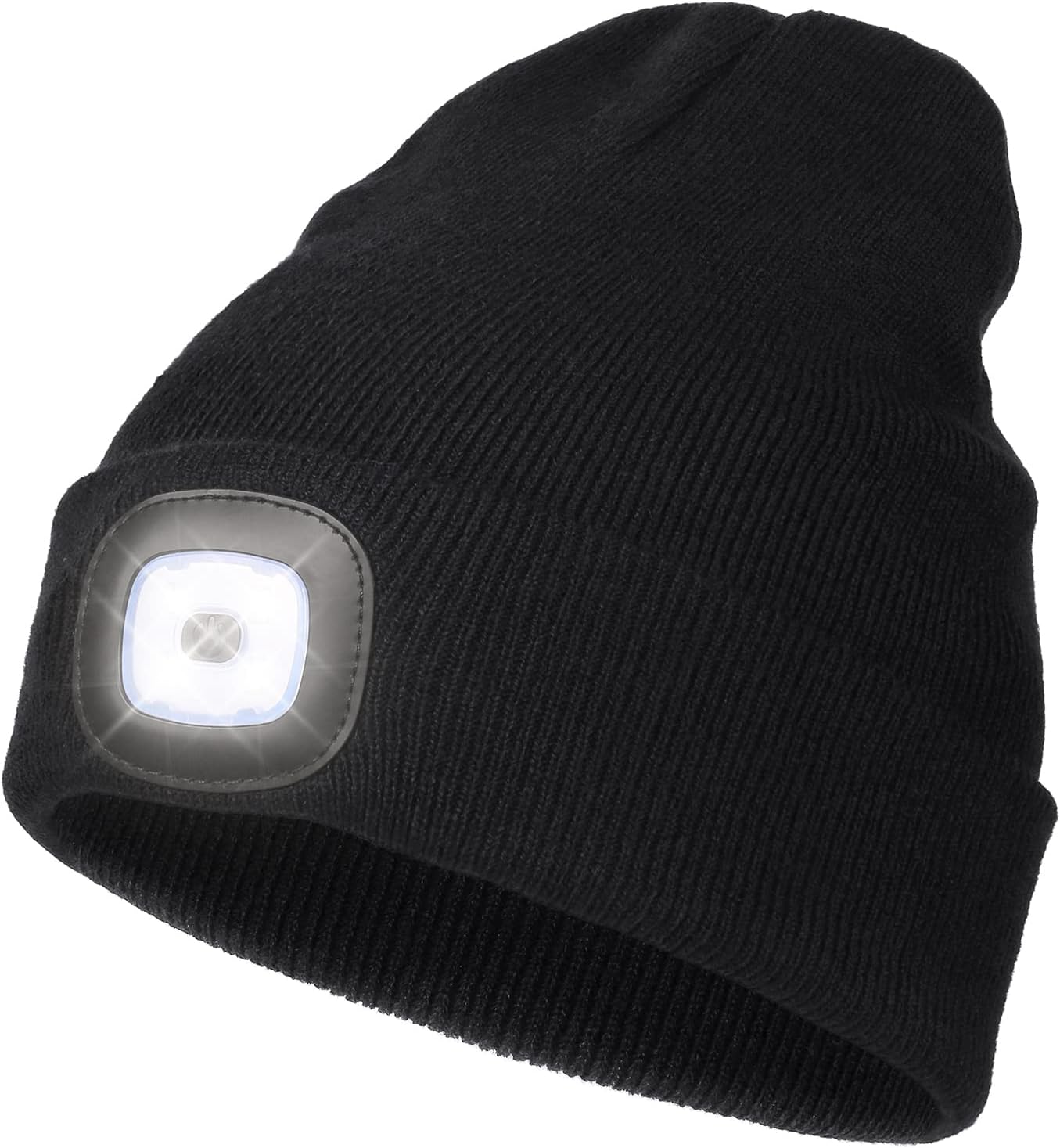 Beanie with Light, LED Beanie Hat with The Light Rechargable Flashlight Hat Headlamp Beanie,Night Lighted Hat Flashlight Women Men Gifts for Dad Him Husband - Delicate Leather