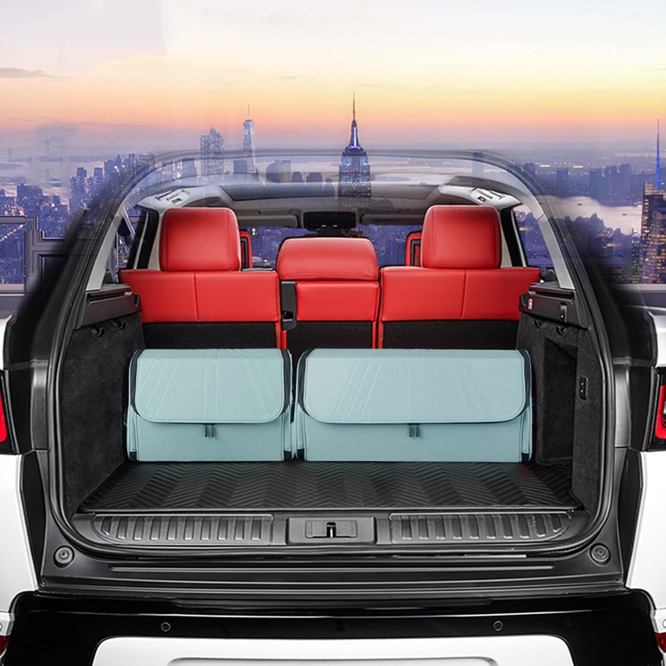 Premium Car Back Seat Organizer - Customized Leather Trunk Car Accessories with High-Quality Storage - Delicate Leather