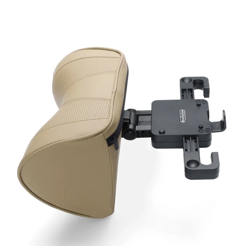 Multi-Functional Car Headrest Pillow Memory Foam Car Neck Pillow, Support Cervical Vertebrae and Head, Soft Velvet, Adjustable Height - Delicate Leather