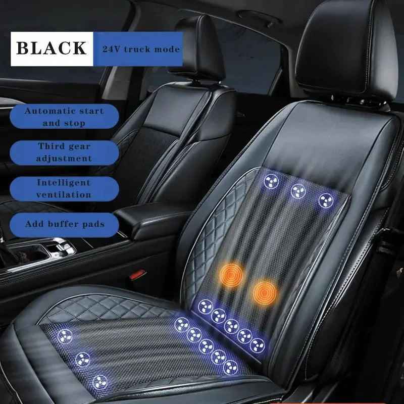 12V/24V Ventilated Massage Car Seat Cushion – Cooling and Air Circulation Pad for Summer Use - Delicate Leather