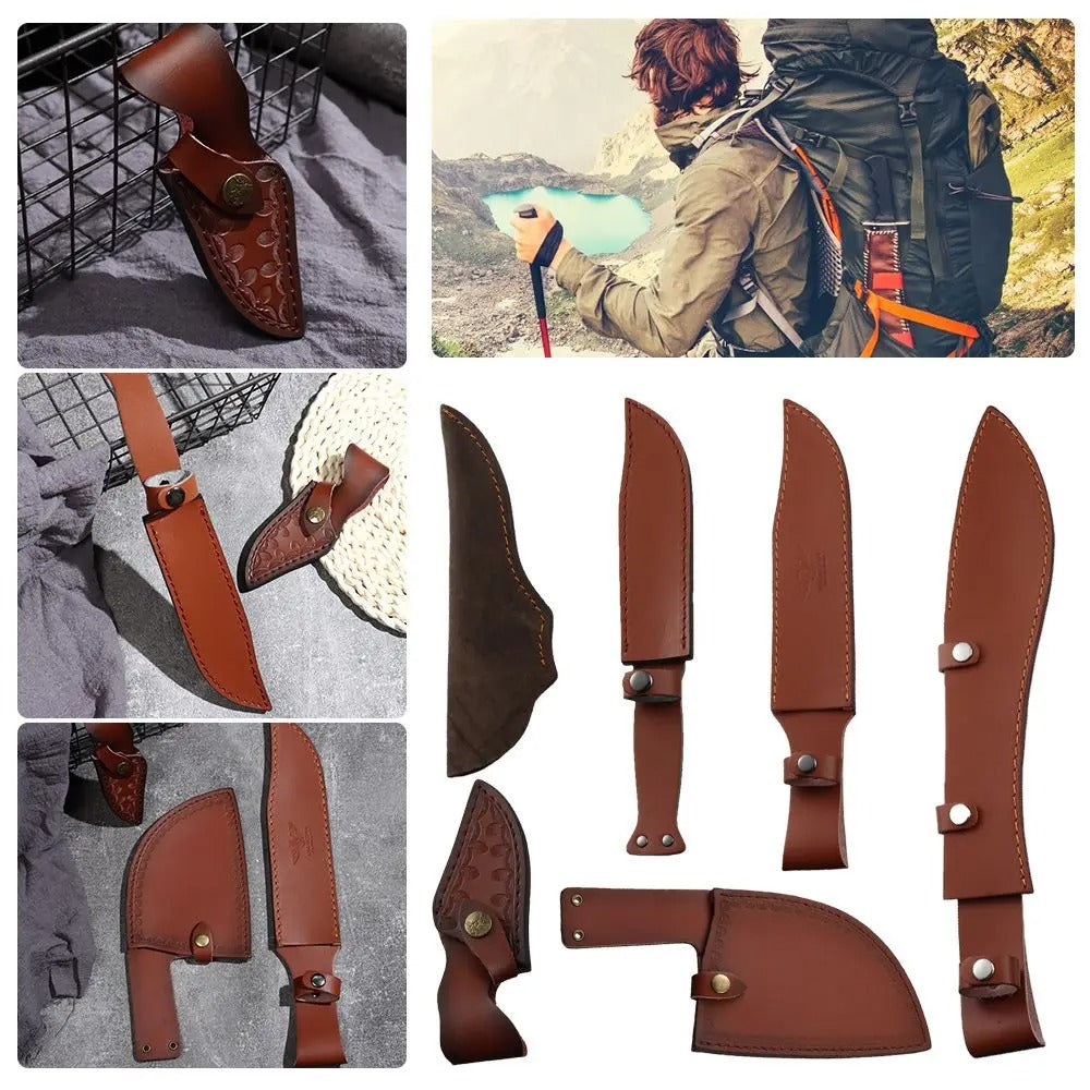 Sheath Holster Pocket Hunt Leather Sheath Holder - Fold Knife Tool Camp Outdoor Carry Belt Loop Case Flashlight Case - Delicate Leather