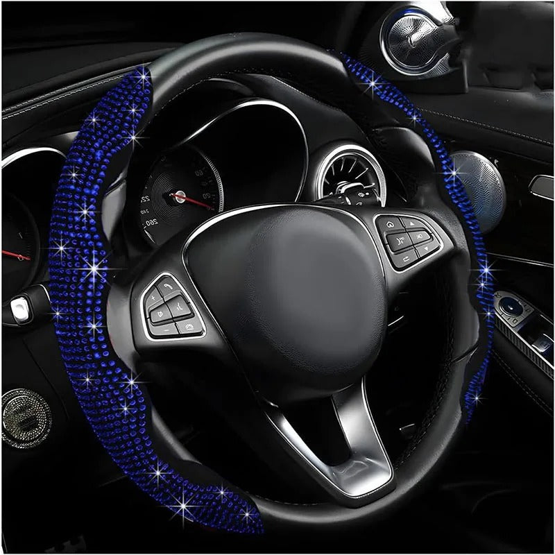 Diamond Accent Steering Wheel Cover – Universal Anti-Slip All-Season Interior Accessory - Delicate Leather