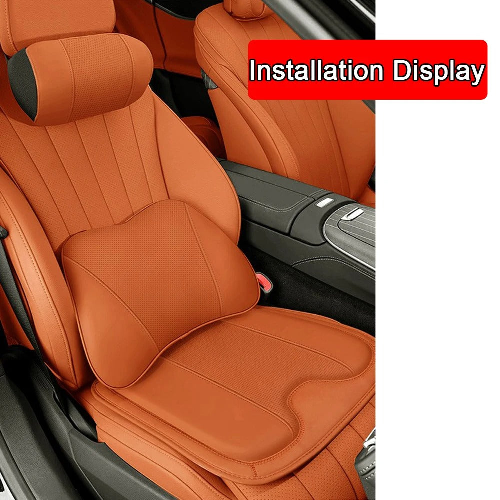 Universal Car Seat Cushion – Nappa Leather Headrest Support Pillow for Car - Delicate Leather