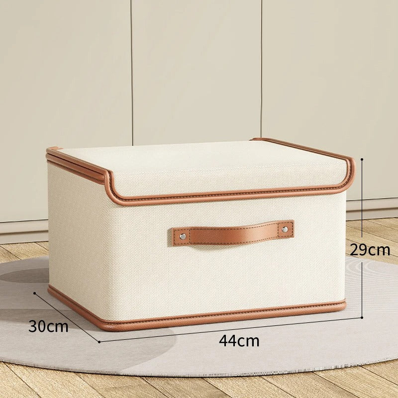 Dustproof Storage Box with Lid - Large Capacity Foldable Clothes Storage Box, Double Thickness Moisture-proof Storage Box - Delicate Leather