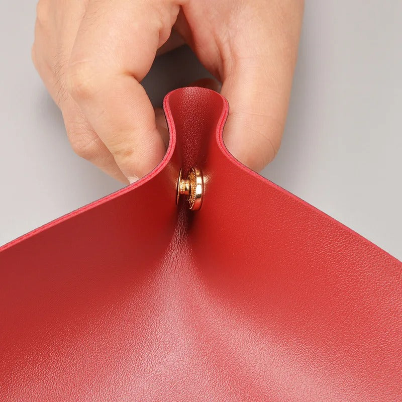 Desktop PU Leather Organizer Key Tray - Multi Folding Storage Box - Delicate Leather