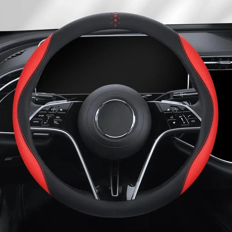 3D Embossed PU Leather Steering Wheel Cover – Universal Anti-Slip Interior Accessory - Delicate Leather