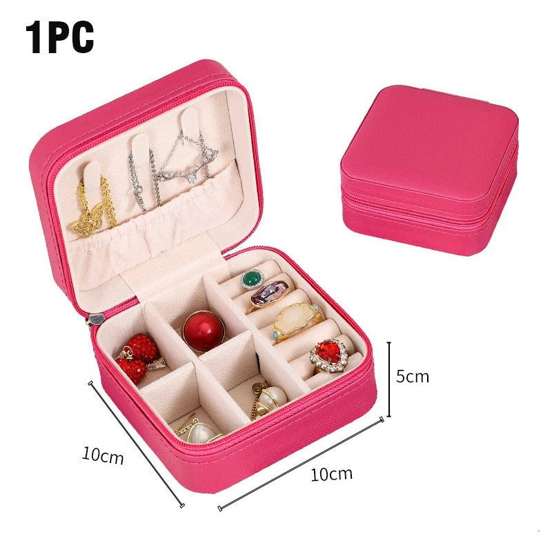 Double Layer PU Leather Portable Travel Jewelry Box - Storage Organizer Packaging Case for Earrings, Rings, Necklaces - Delicate Leather