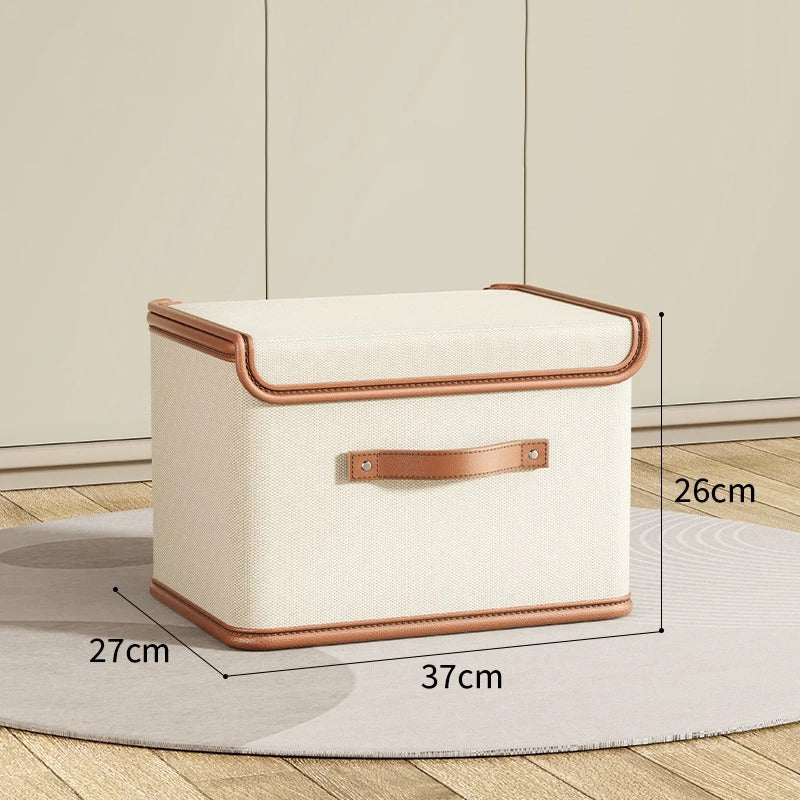 Dustproof Storage Box with Lid - Large Capacity Foldable Clothes Storage Box, Double Thickness Moisture-proof Storage Box - Delicate Leather