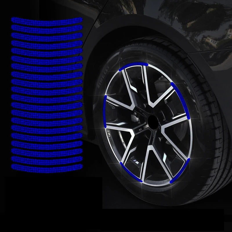 20Pcs Bling Rhinestone Car Tire Rim Stickers – Reflective Safety Warning Strips & Wheel Hub Decoration for Women
