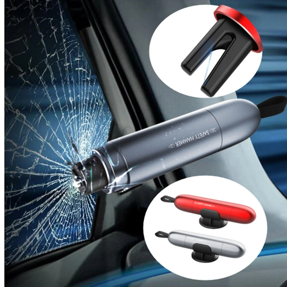Mini Car Hammer Safety Supplies - Emergency Glass Breaker and Seat Belt Cutter for Car Security and Escape - Delicate Leather