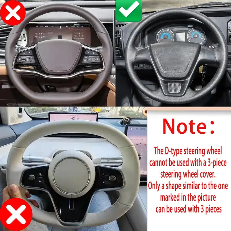 Universal Wood Grain Steering Wheel Cover 38cm – Breathable Non-Slip Sweat-Absorbent Car Steering Wheel Protector - Delicate Leather