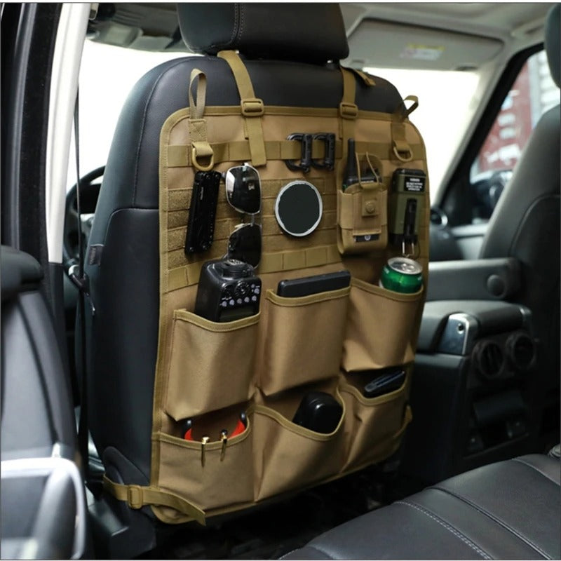 Car Organizer Seat Back Storage Bag - Multifunction Tactical Camo Hanging Bags, Interior Accessories - Delicate Leather