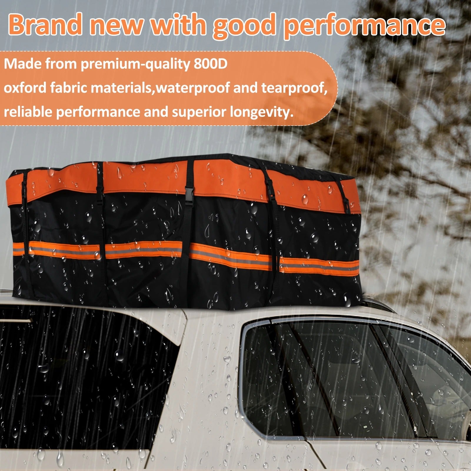800D Waterproof Cargo Bag Car Roof Cargo Carrier Universal Luggage Bag Storage Cube Bag 20 Cubic Feet for All Cars with Rack - Delicate Leather