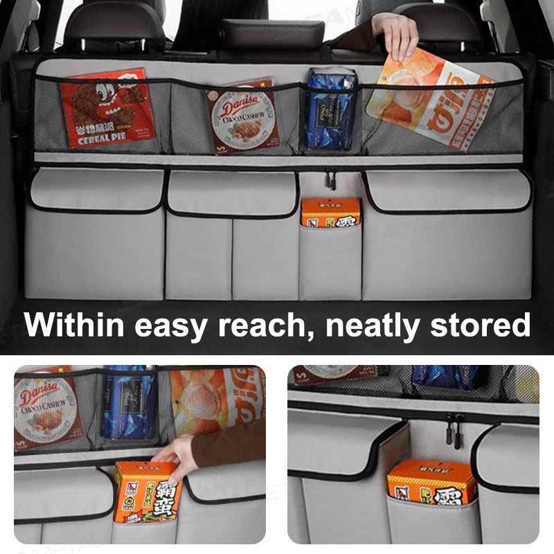Car Trunk Storage Hanging Bag – Universal Foldable Organizer - Delicate Leather