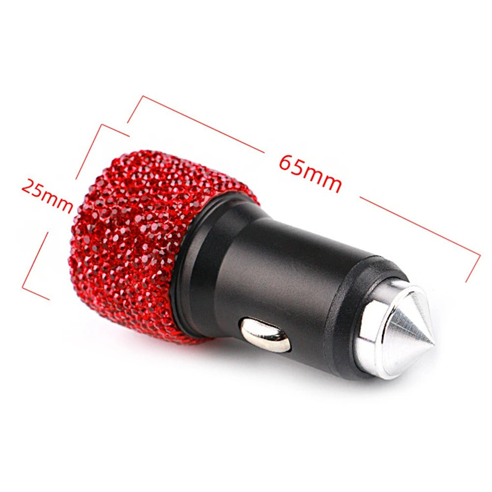Bling Dual Port USB Car Charger – 5V 2.1A Fast Adapter with Rhinestone Design, Gift For Mother's Day 2025 - Delicate Leather