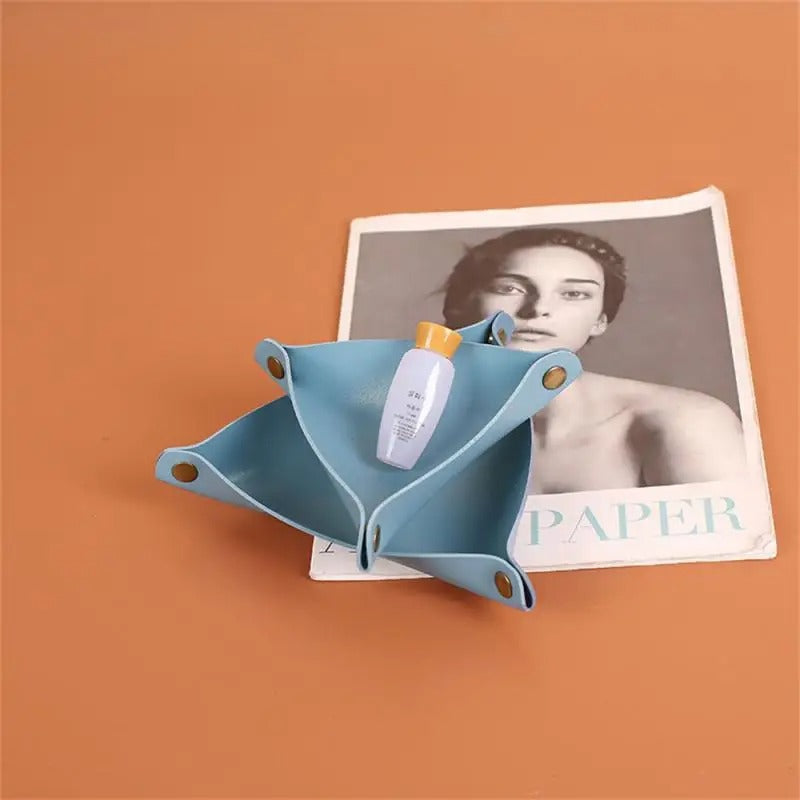 Leather Storage Box, Cosmetics Remote Control Pen Key Basket, Desktop Sundries Storage, Home Organization - Delicate Leather