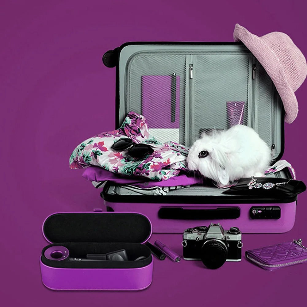 Portable PU Leather Hair Dryer Case – Hard Box Anti-Scratch Cover Pouch for Dyson Supersonic Home Storage - Delicate Leather